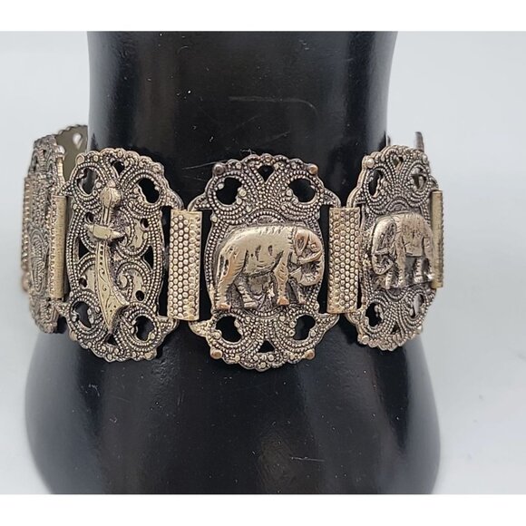 Jewelry - Morocco Souvenir Bracelet Hashi Hand Elephants Stars Nimcha Sword Links Vtg